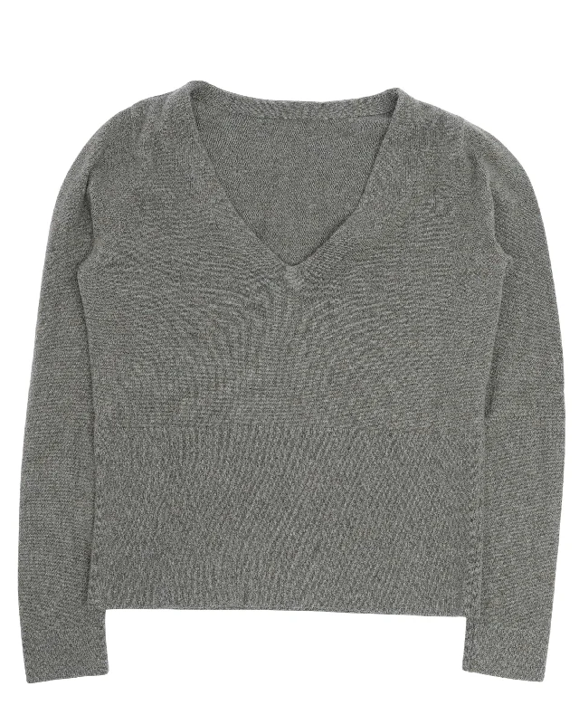 V-Neck Cashmere Sweater Print Jacquard Patchwork