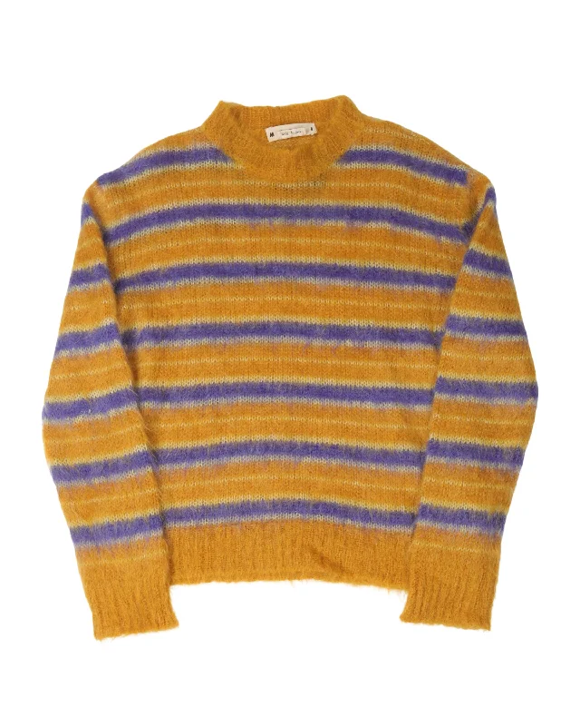 Striped Mohair Sweater Cable Knit Ribbed Knit Lace Knit