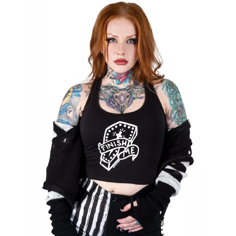 Finish Me Coffin Black Cropped Tank Top strapless tank top