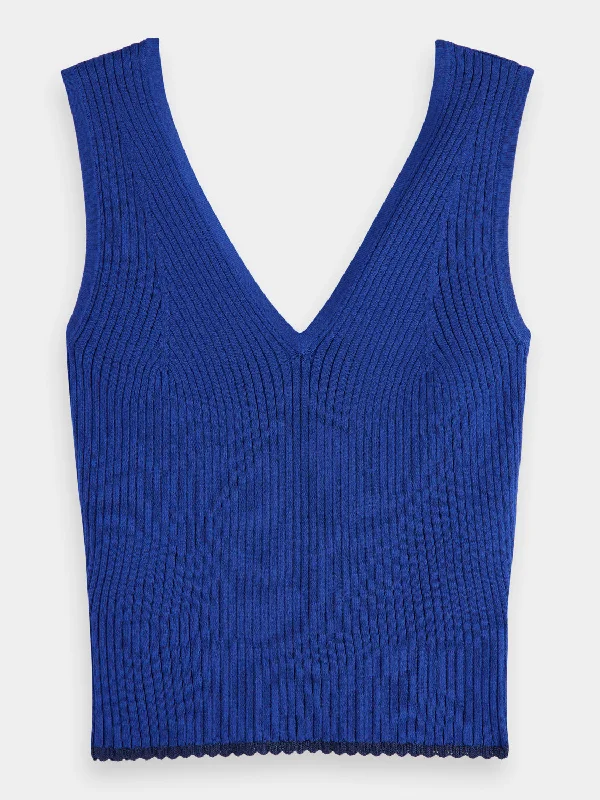 Knitted tank top baby blue tank