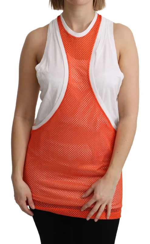 Dsquared² Elegant Sleeveless Cotton Tank in Orange lavender tank top