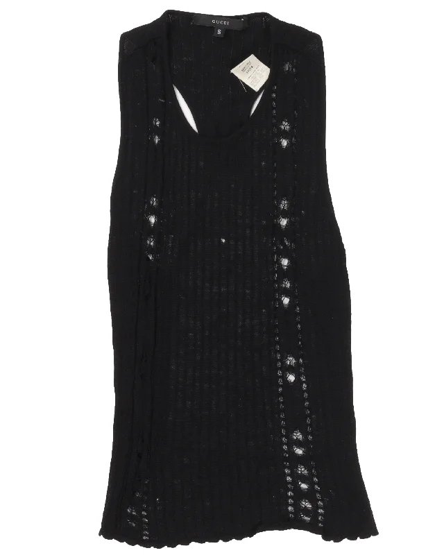 Tom Ford Era AW00 Wool Open-Back Tank Top lace tank top