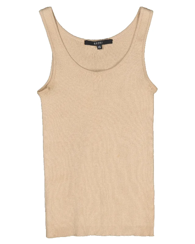 Tom Ford Era Ribbed Tank Top off shoulder tank