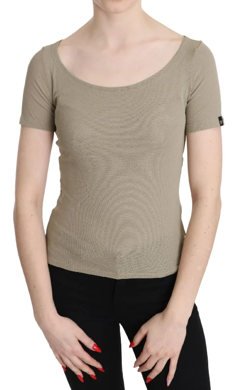 GF Ferre Chic Gray Nylon Tank Top with Designer Flair turquoise tank top