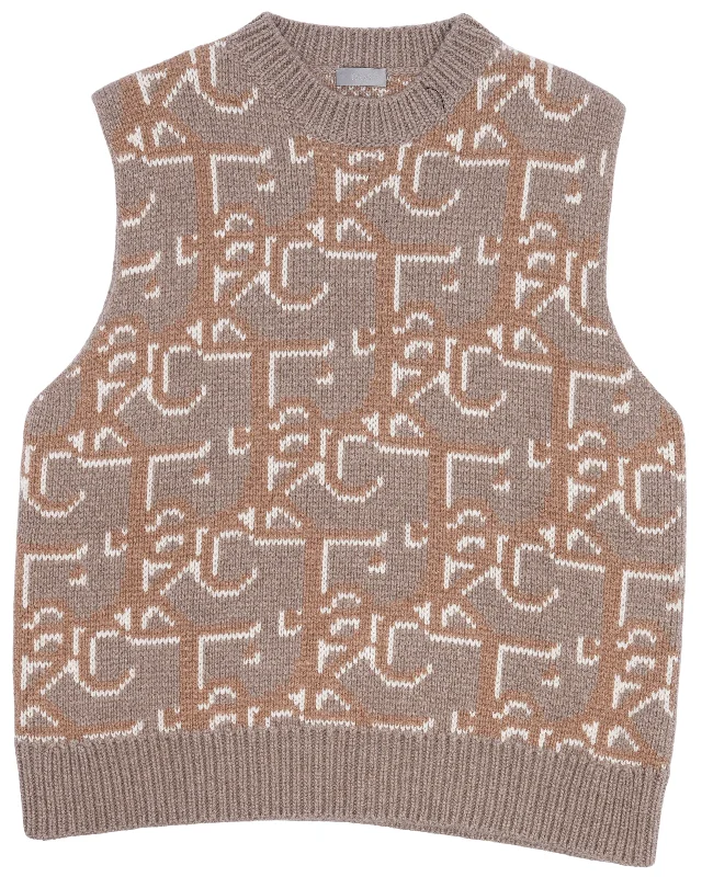 Cactus Jack Oblique Sweater Vest Solid Color Striped Floral Print