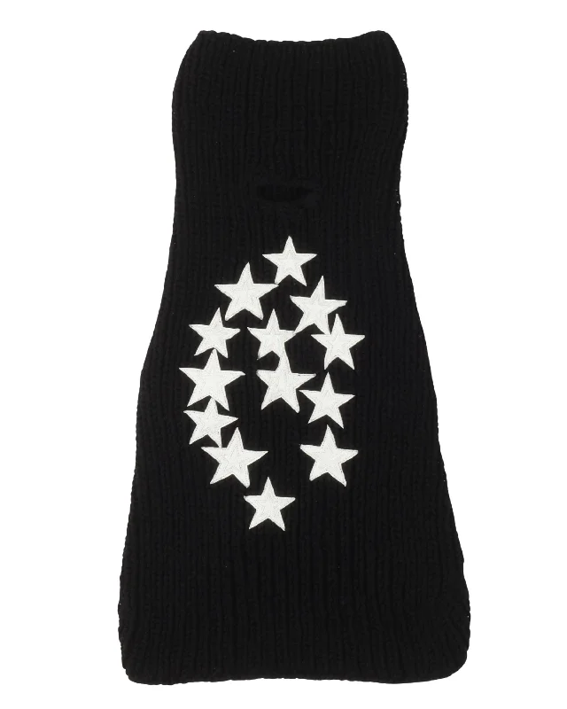 Cashmere Star Patch Dog Sweater Notch Collar Peter Pan Collar Cowl Neck