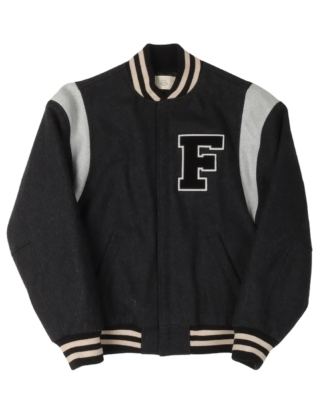 FOG Wool Varsity Jacket Embroidered Jacket Appliqued Jacket Beaded Jacket