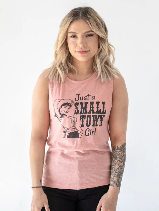 Small Town Girl Muscle Tank navy tank top