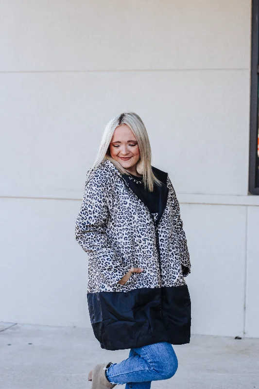 Chic and Cozy Leopard Printed Padded Jacket Jacket Blazer Coat