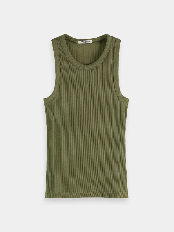 Racer ribbed tank white tank top