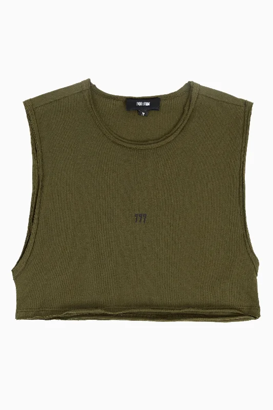 777 / Sleeveless Crop Tank Top print tank top