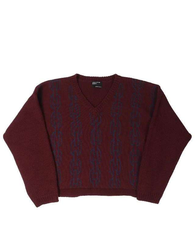 AW22 V-Neck Chain Sweater Print Jacquard Patchwork