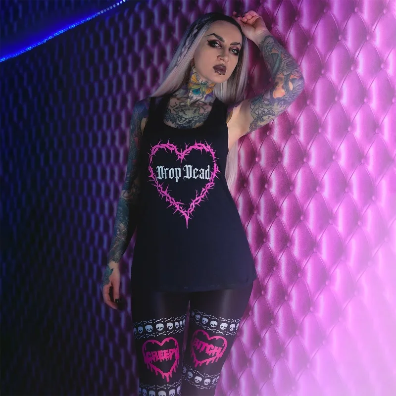 Drop Dead Thorny Heart Racerback Tank modal blend tank