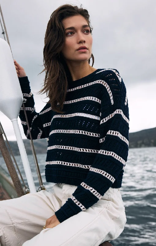 Z-Supply Estero Stripe Cropped Sweater - ECLIPSE Beaded Sweater Sequined Faux Fur
