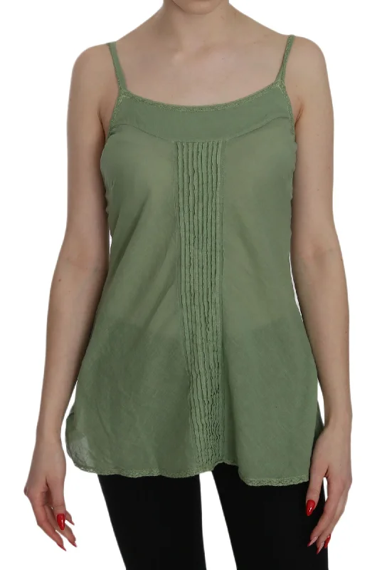 PINK MEMORIES Emerald Silk Spaghetti Strap Tank Top teal tank top