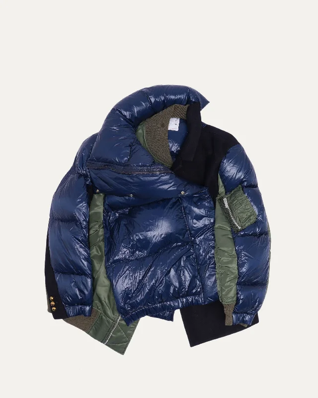 Melton Wool MA-1 Combo Puffer Jacket Corduroy Jacket Velvet Jacket Brocade Jacket