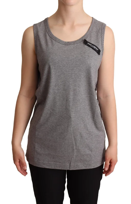 Dolce & Gabbana Elegant Gray Cotton Jersey Sleeveless Tank casual tank top