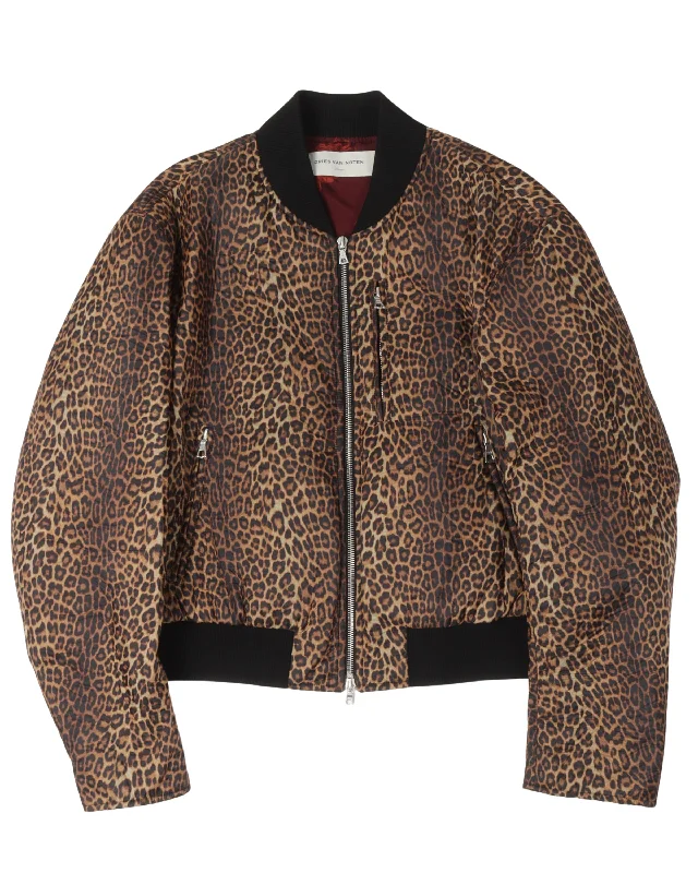 Leopard Print Satin Jacket Fleece Jacket Down Jacket Feather Jacket
