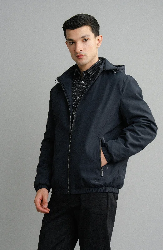 WATER-REPELLENT HOODED JACKET Welt Pockets Slit Pockets Flap Pockets
