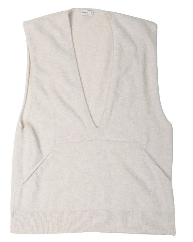 Deep Neck Cashmere Sweater Vest Terry Terry Cloth Terry Knit