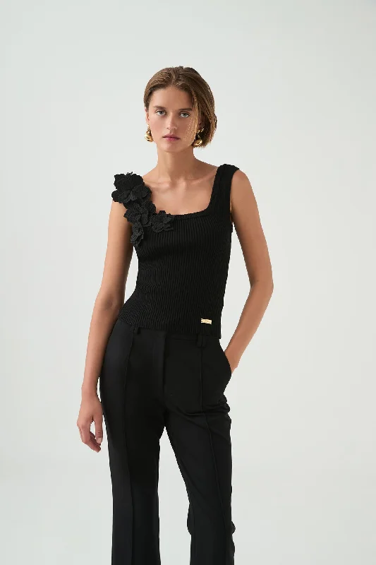 Splendour Flower Knit Tank modal blend tank