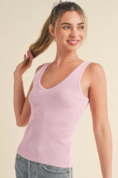 Hazel Blues® |  Aemi + Co Ribbed Wide Strap Knit Tank strapless tank top