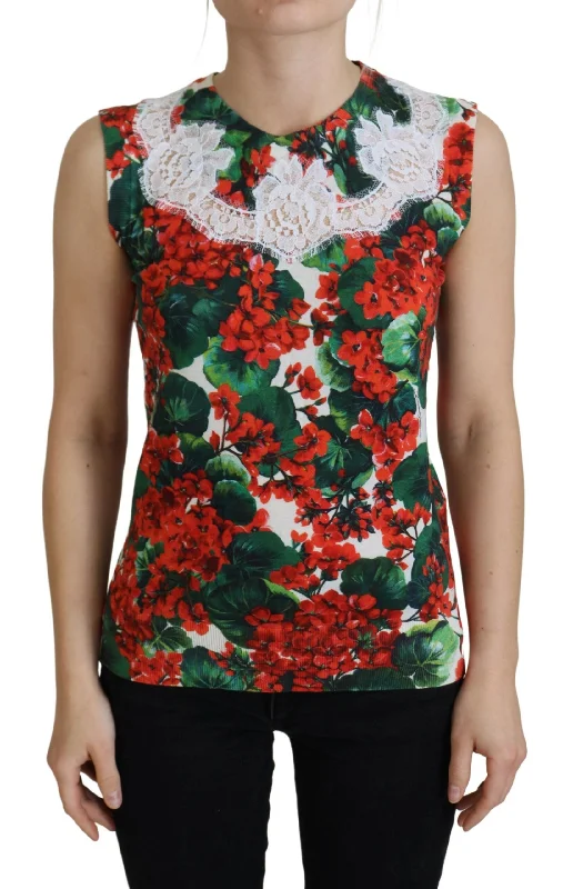 Dolce & Gabbana Chic Floral Print Tank Top Vest lounge tank top