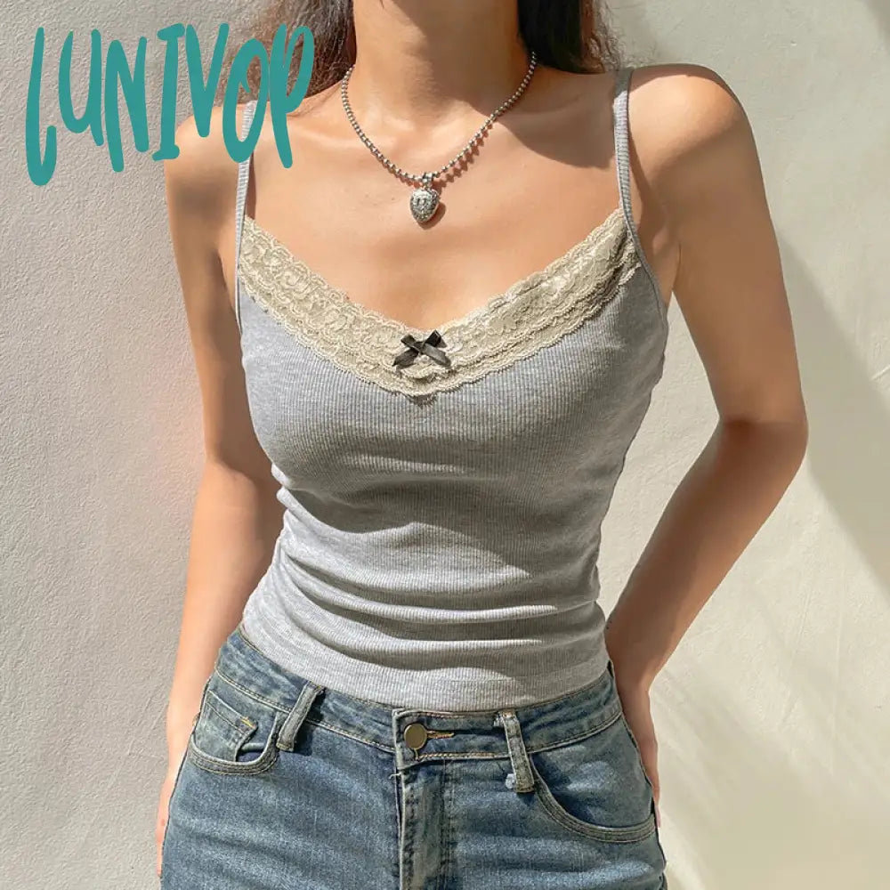 Lunivop Woman Ballet Core Camisole Fairy Core Tank Aesthetics Top French Elegance Halter Japanese Fashion Top Gyaru Bustier Corset Top halter tank top