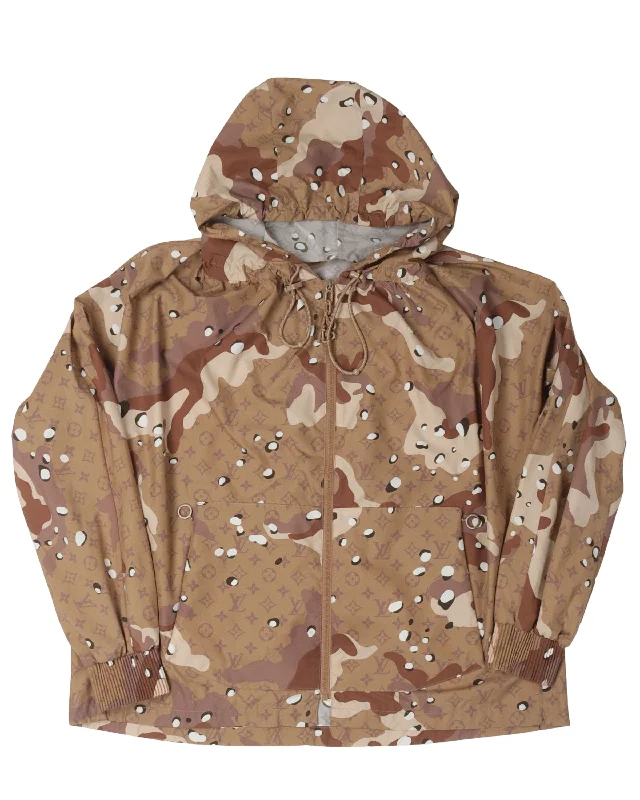 Monogram Desert Camouflage Windbreaker Jacket Elasticated Jacket Padded Jacket Insulated Jacket