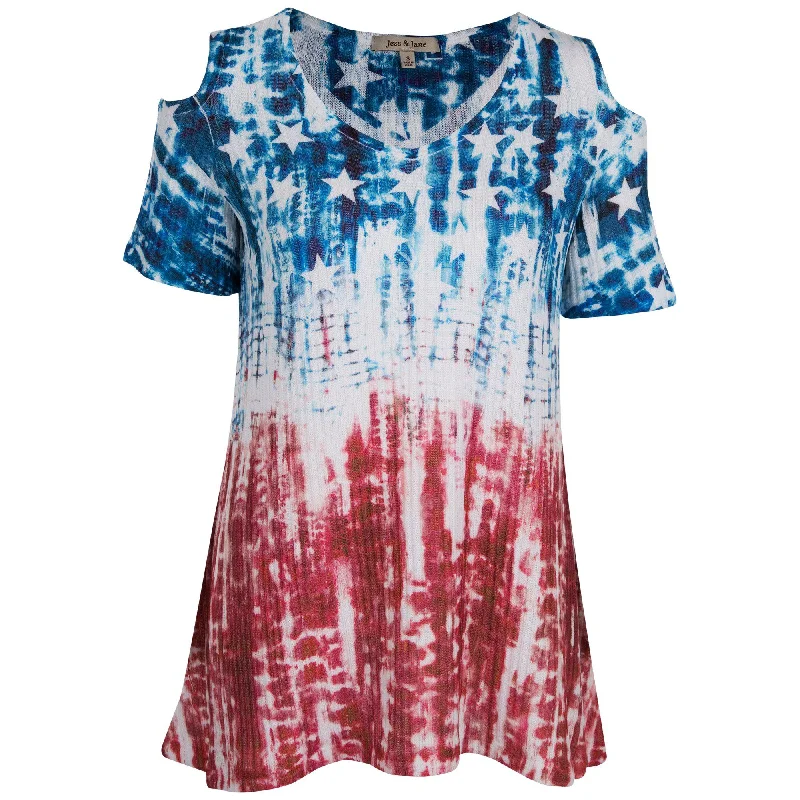 Tie-Dye Americana Cold Shoulder Top