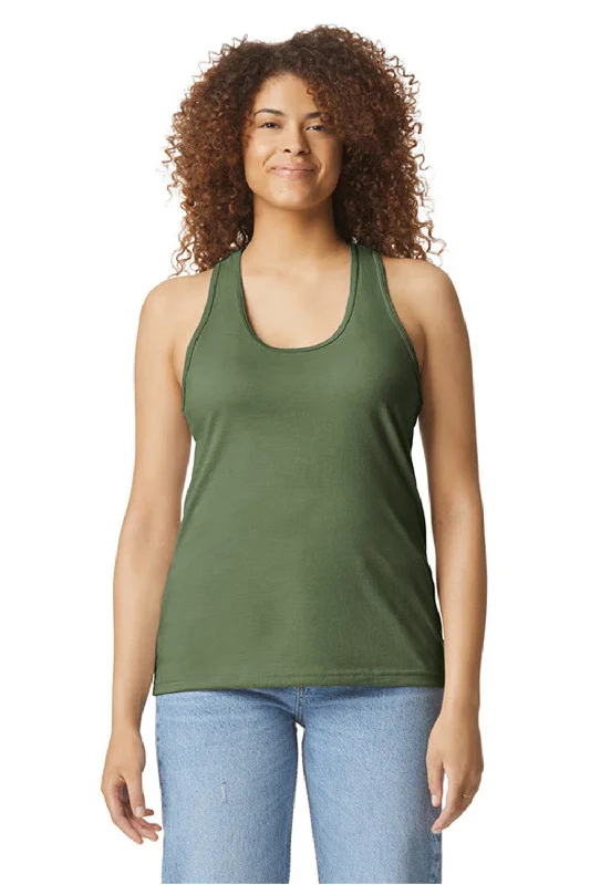 Gildan Womens Softstyle CVC Racerback Tank Top - Cactus Green - NEW