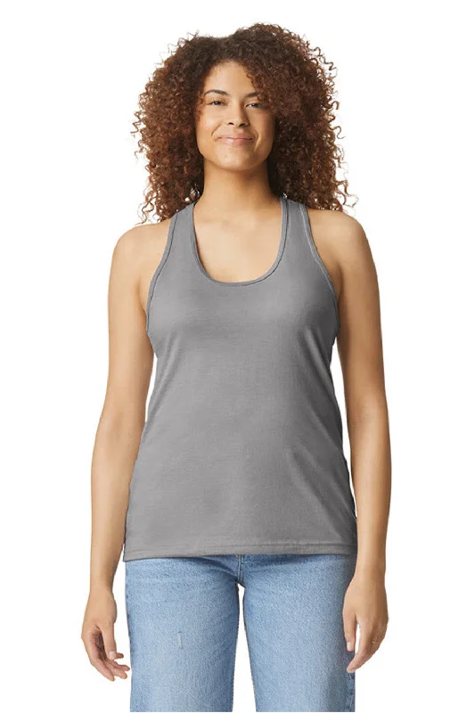 Gildan Womens Softstyle CVC Racerback Tank Top - Cement Grey - NEW