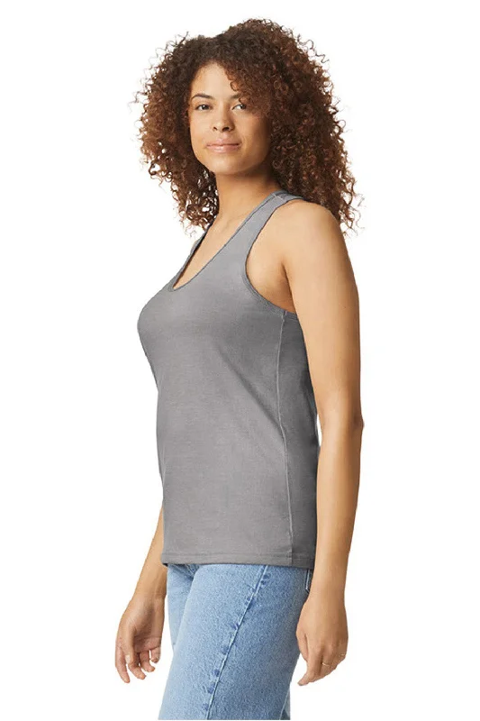 Gildan Womens Softstyle CVC Racerback Tank Top - Cement Grey - NEW