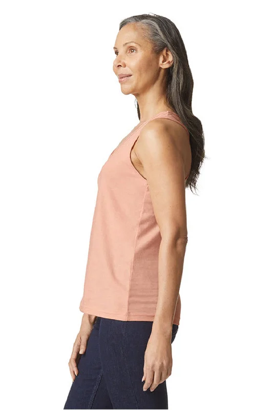 Gildan Womens Softstyle CVC Racerback Tank Top - Dusty Rose Pink - NEW