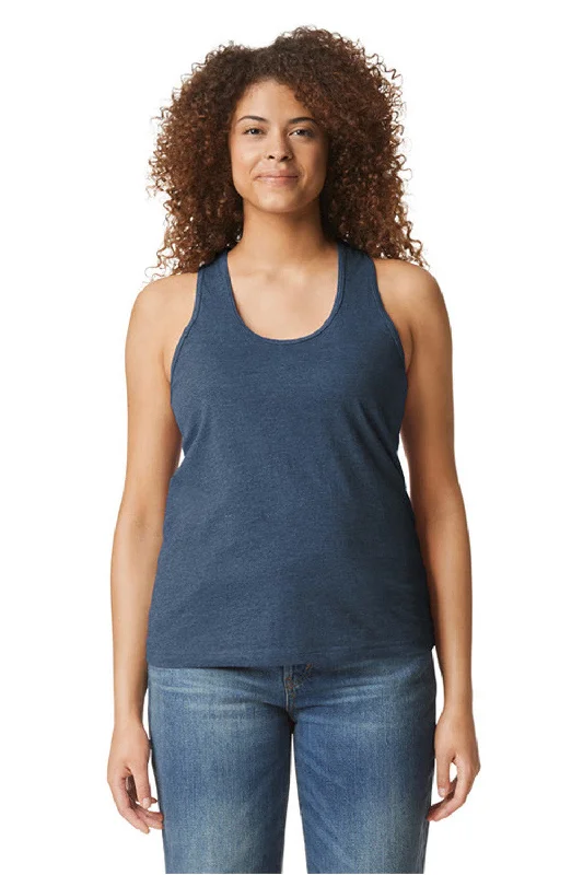 Gildan Womens Softstyle CVC Racerback Tank Top - Navy Blue Mist - NEW