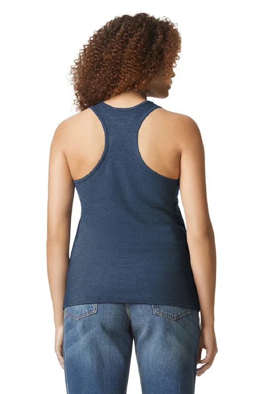 Gildan Womens Softstyle CVC Racerback Tank Top - Navy Blue Mist - NEW