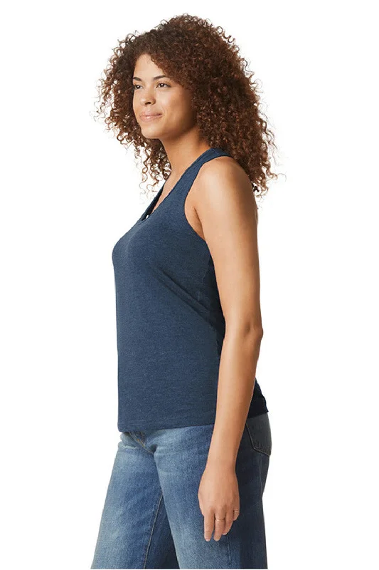 Gildan Womens Softstyle CVC Racerback Tank Top - Navy Blue Mist - NEW