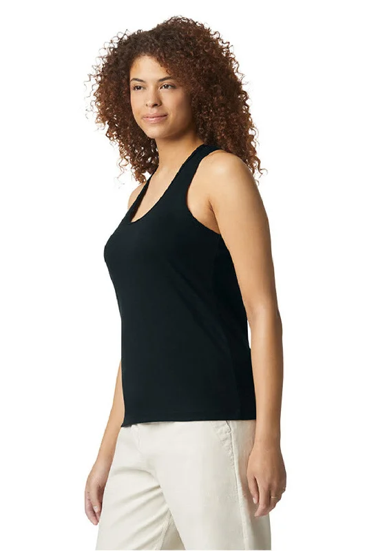 Gildan Womens Softstyle CVC Racerback Tank Top - Pitch Black - NEW