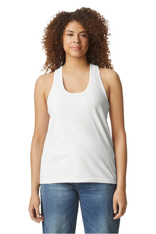 Gildan Womens Softstyle CVC Racerback Tank Top - White - NEW