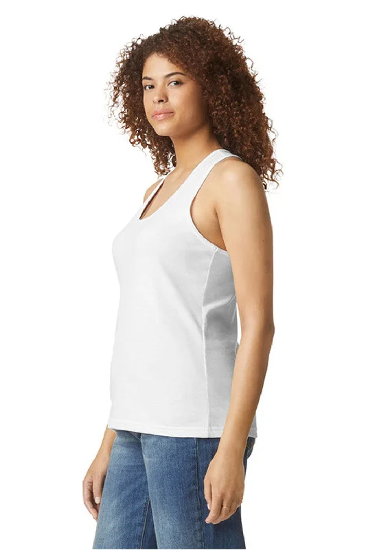 Gildan Womens Softstyle CVC Racerback Tank Top - White - NEW