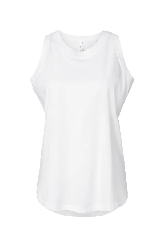 LAT Womens Relaxed Fine Jersey Tank Top - White - NEW