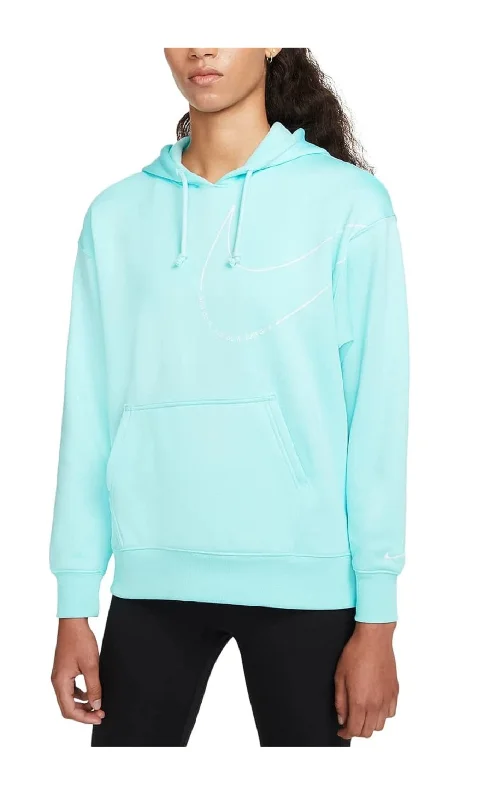 Nike Women's Therma Fleece Zip-Up Logo Hoodie, Turquoise, S