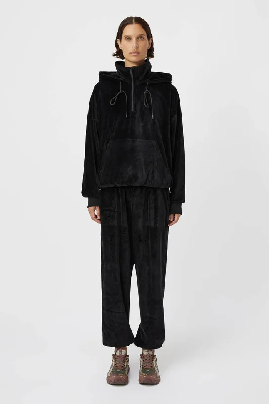 Simone Velvour Zip Up Hoodie | Black